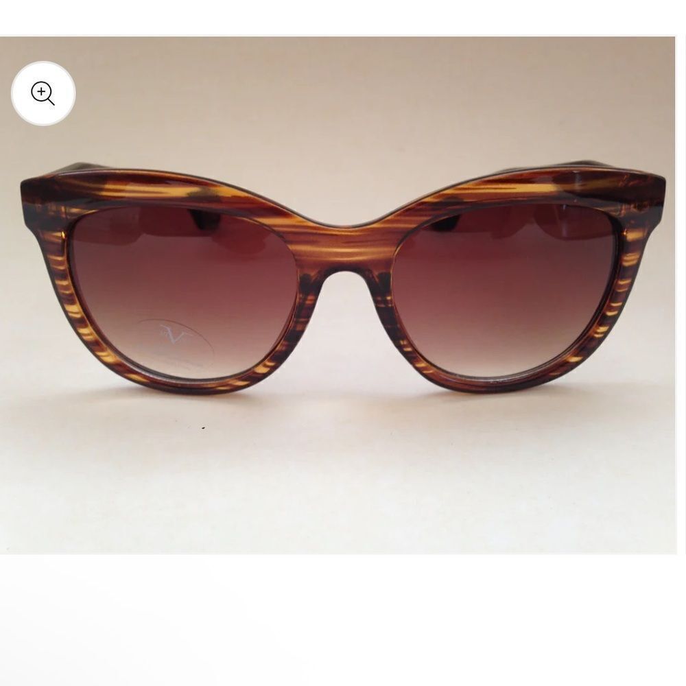 Women's Versace 19V69 Italia VW114 Brown Wood Sunglasses Glitter Sides Repair